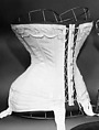 Corset, Bon Marché (French, founded ca. 1852), cotton, metal, elastic, bone, silk, French